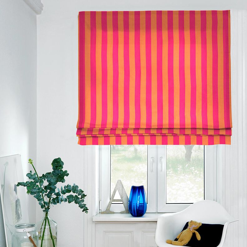 Decor Fabric Half Panama Block Stripes – intense pink/orange,  image number 8