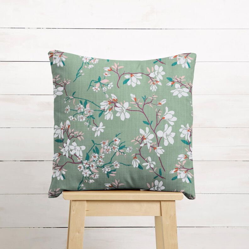 Decor Fabric Panama cherry blossom – pale mint/grape,  image number 7