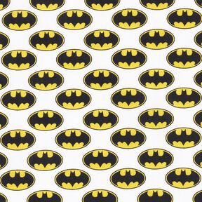Cotton Poplin Batman logo Licensed Fabric | DC Comics – white, 