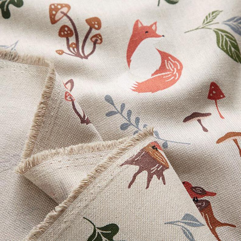 Decor Fabric Half Panama woodland animals – natural,  image number 3