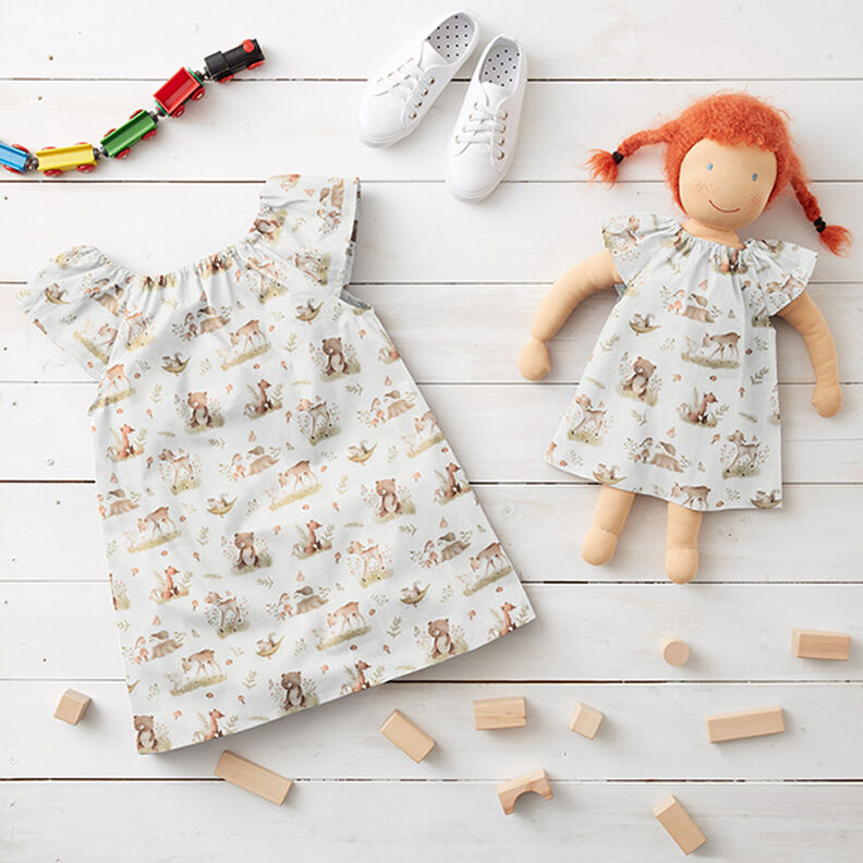 Poplin Sweet Woodland Animals Digital Print – offwhite,  image number 5
