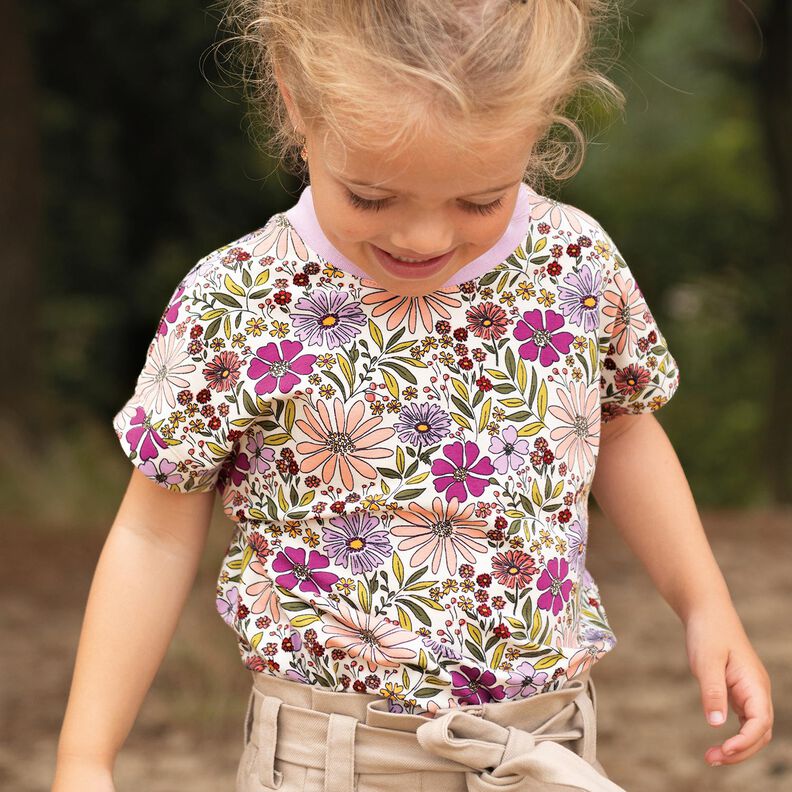 Cotton Jersey sea of flowers| Poppy Fabrics – offwhite/mauve,  image number 5
