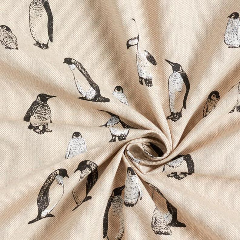 Half Panama Decor Fabric Penguins – natural,  image number 5