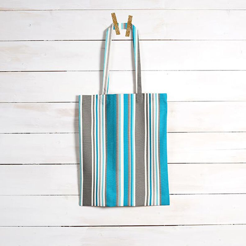 awning fabric Blurred Stripes – grey/turquoise,  image number 7