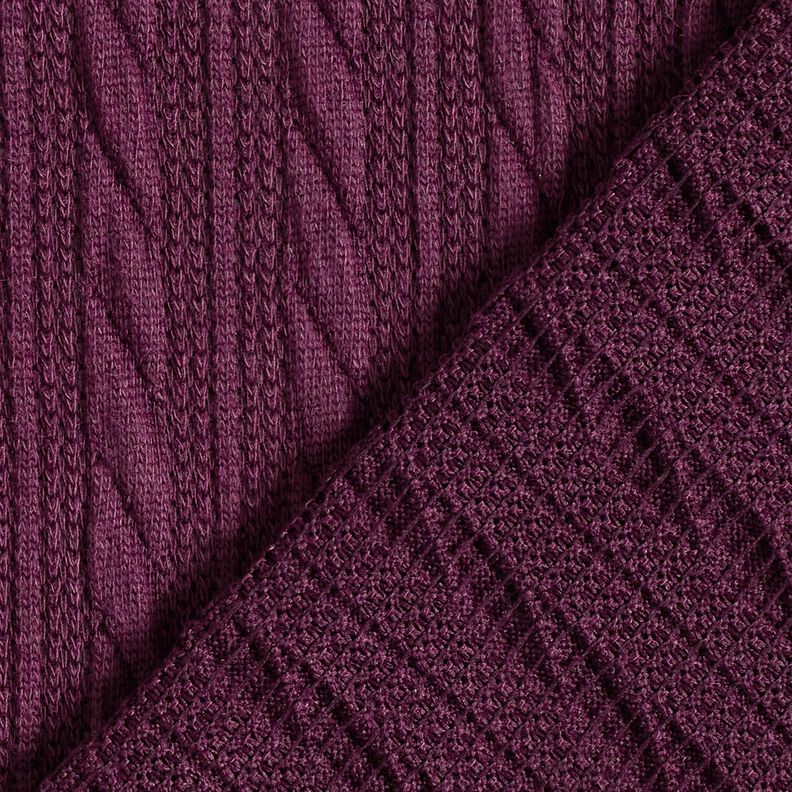 Knit Cloqué Cable-knit print – merlot,  image number 4