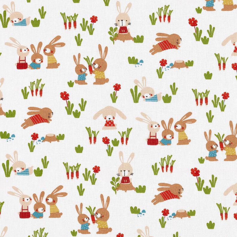 Cotton Poplin Bunnies in the garden – white,  image number 1