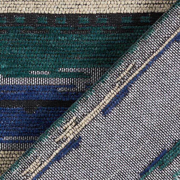 Decor Fabric Chenille Ethnic stripes – black/denim blue,  image number 4