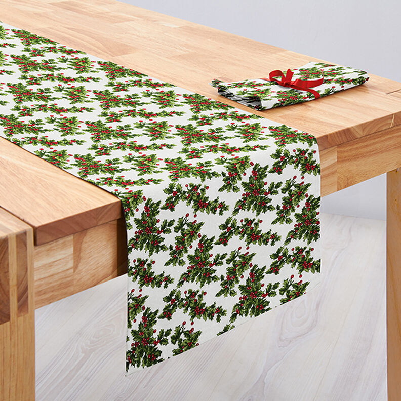 Canvas Decor Fabric Mistletoe Twigs – green/red, image number 7