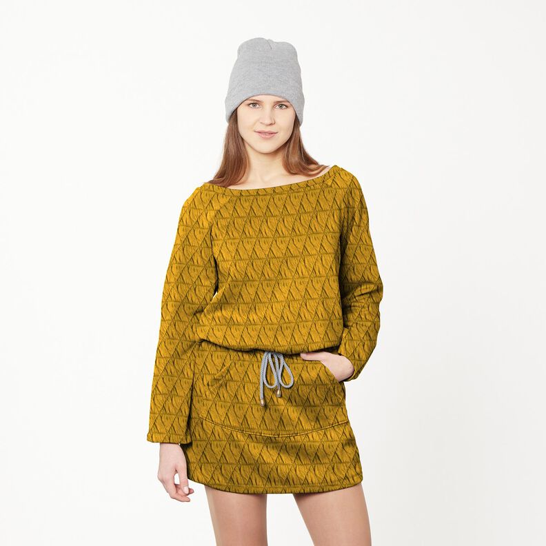 Quilted jersey diamonds – yellow olive,  image number 5