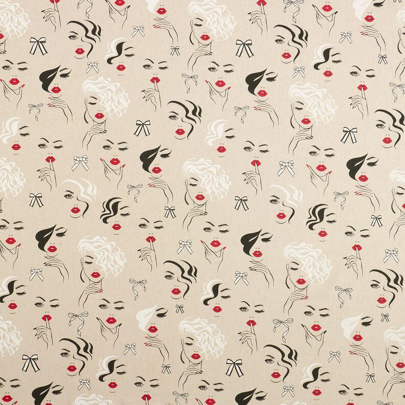 Decor Fabric Half Panama Models – natural/carmine,  image number 1