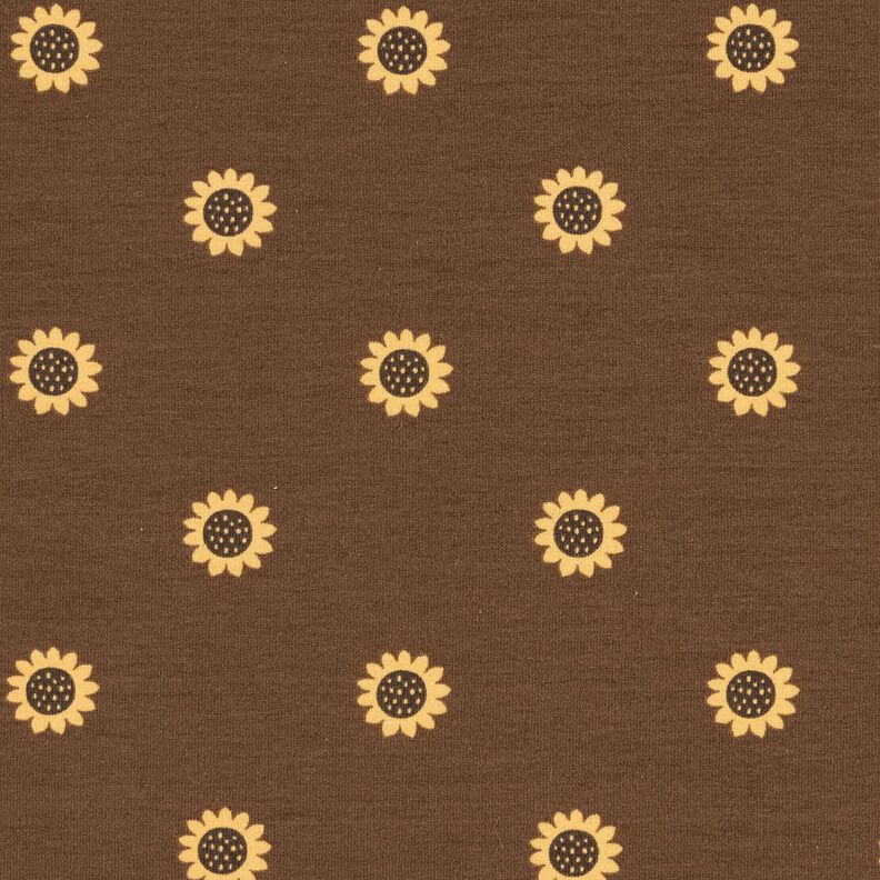 Cotton Jersey sunflowers Digital Print – dark brown/vanilla yellow,  image number 1