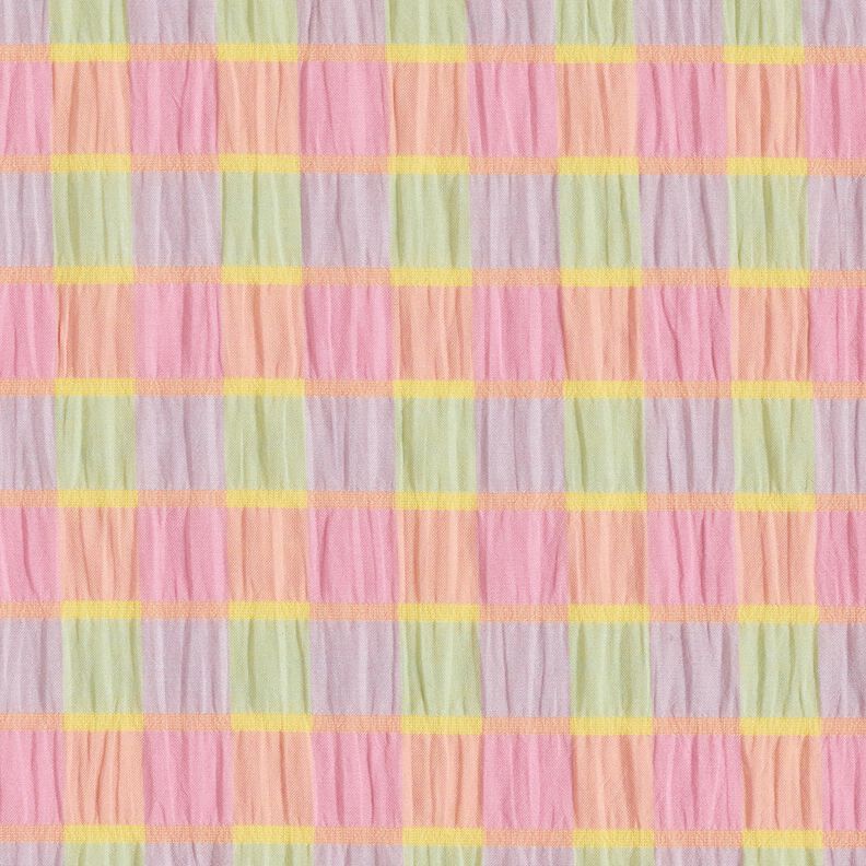 Seersucker colourful checks – light pink/lemon yellow,  image number 1