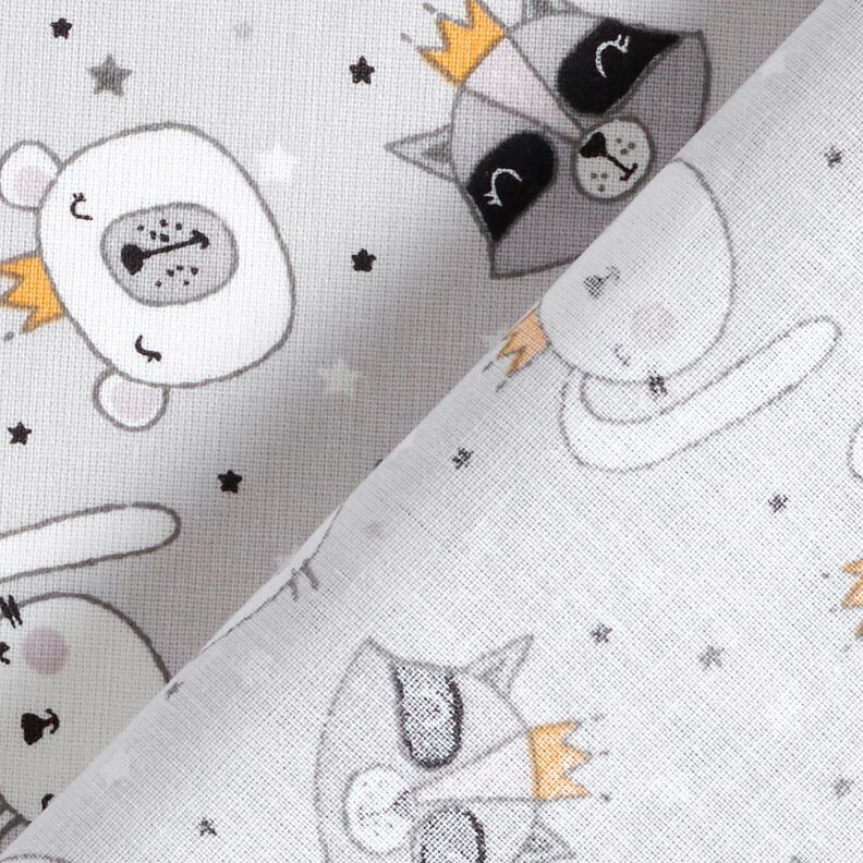 Cotton Poplin Animals with crowns – light grey,  image number 4
