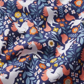 Cotton Poplin Floral Unicorn Digital Print – indigo, 