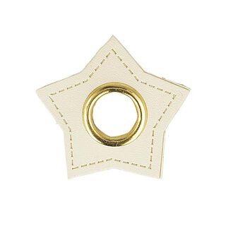 Imitation Leather Eyelet Patch Star  [ 4 pieces ] – offwhite, 