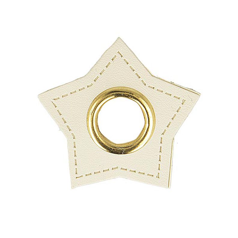 Imitation Leather Eyelet Patch Star  [ 4 pieces ] – offwhite,  image number 1