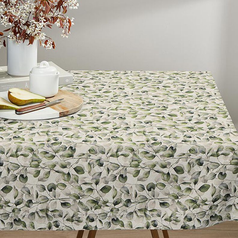 Decor Fabric Half Panama poplar leaves – natural/dark olive, image number 8
