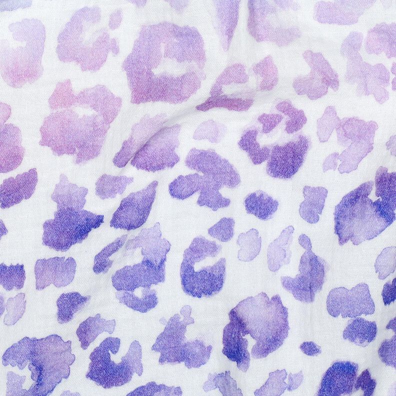 Double Gauze/Muslin Gradient Leopard Print Digital Print | Poppy Fabrics – white/blue lilac, image number 2