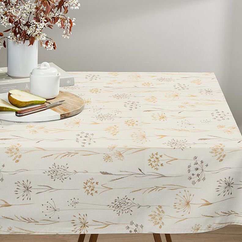 Decor Fabric Half Panama Dried Flowers – light beige, image number 8