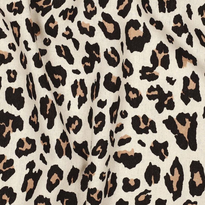 Viscose Linen Blend Leopard Print | Poppy Fabrics – offwhite/black,  image number 2