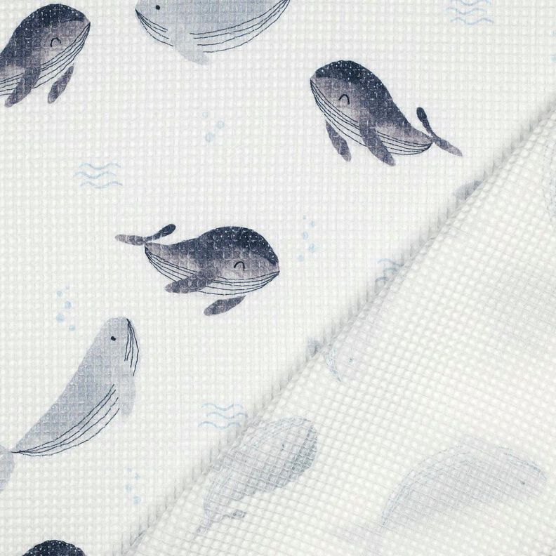 Waffle Piqué Whales Digital Print | Poppy Fabrics – ivory/blue grey,  image number 4