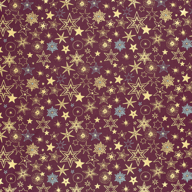 Cotton Poplin Large Stars – merlot/gold,  image number 6