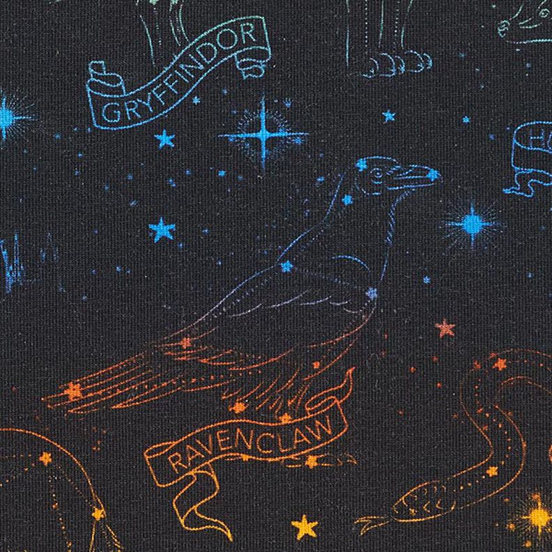 Cotton Jersey Licensed Fabric Heraldic animal constellations of Harry Potter | Warner Bros. – black,  image number 6