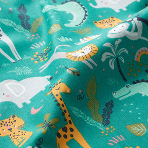 Cretonne Safari Animals – petrol, 