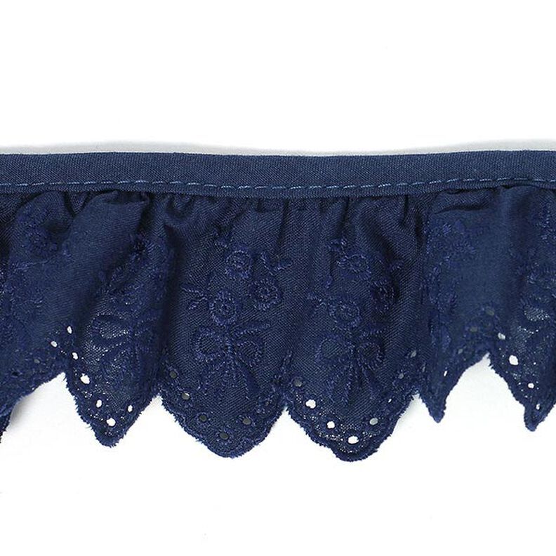 Ruched Broderie Anglaise, 57 mm – navy blue,  image number 1
