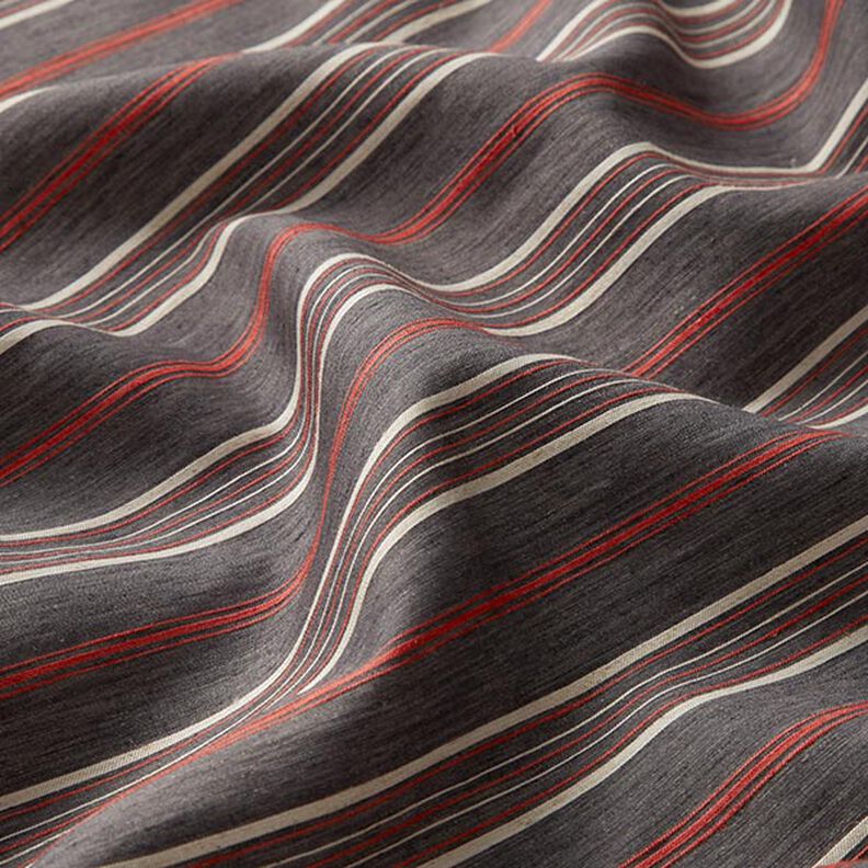 Cotton fabric irregular horizontal stripes – grey,  image number 2