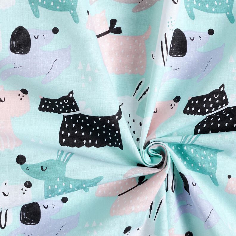 Cotton Cretonne abstract dogs – sky blue/rosé, image number 3