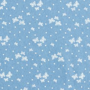 Chambray Dots and butterflies – light blue/offwhite, 