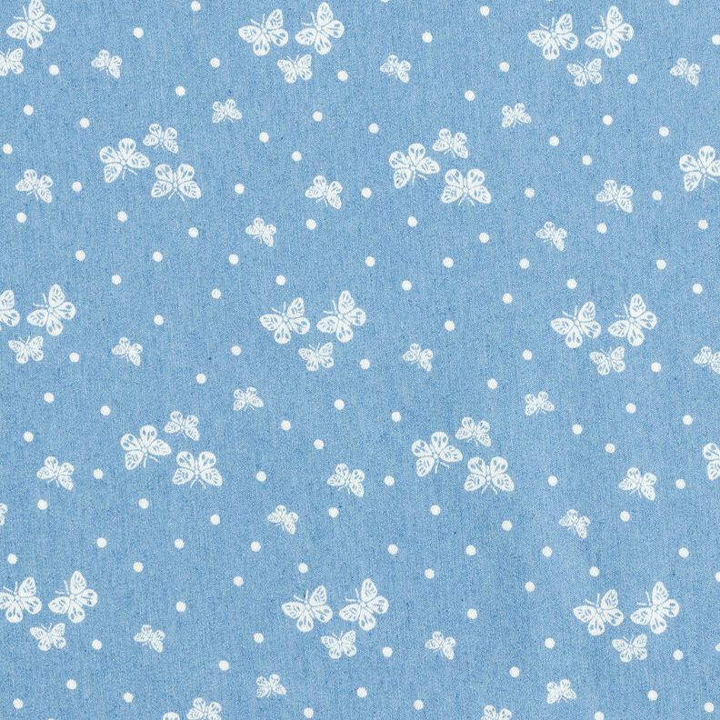 Chambray Dots and butterflies – light blue/offwhite,  image number 1