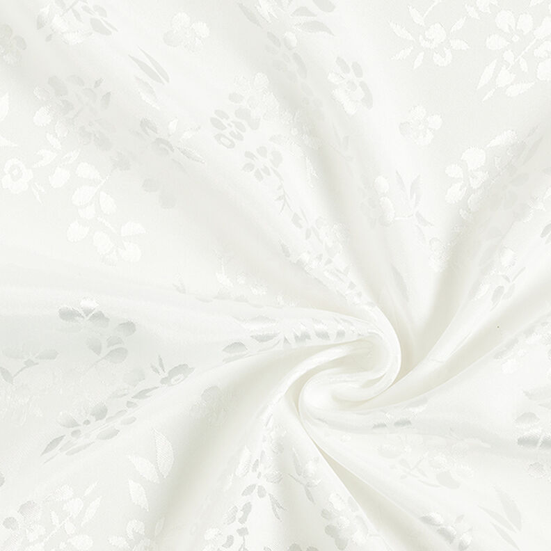 floral satin lining fabric – white,  image number 3