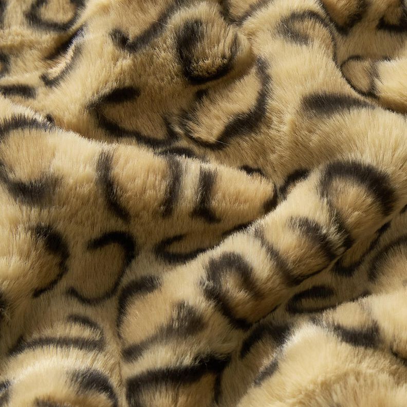 Super soft faux fur leopard print – antique gold/black, image number 5