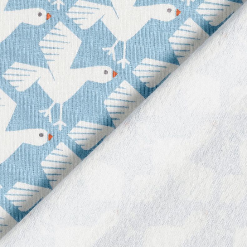 Brushed Sweatshirt Fabric cute seagulls – light blue/white, image number 4