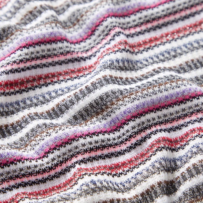 Horizontal stripes glittery rib knit,  image number 2