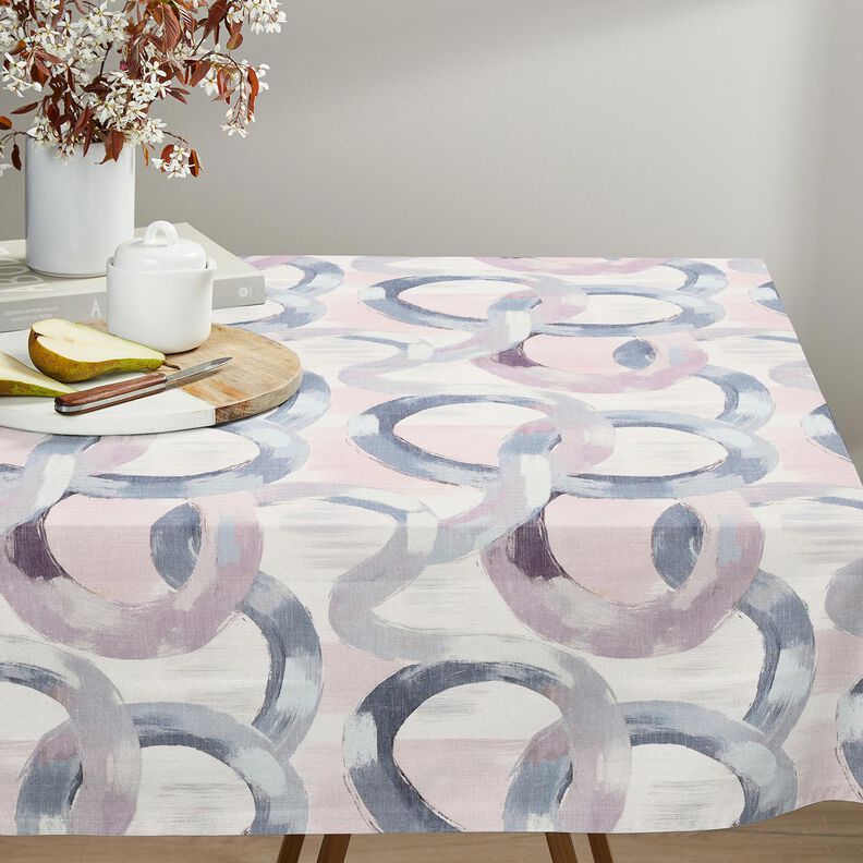 Decor Fabric Half Panama abstract rings – pastel mauve/blue, image number 8