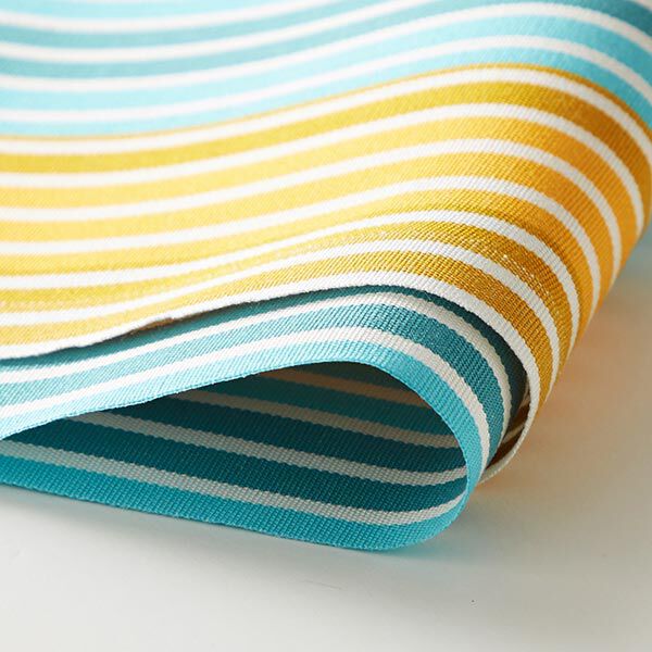 Outdoor Fabric Canvas Retro Stripes – yellow/turquoise,  image number 6