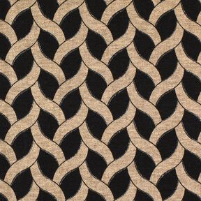 Viscose Jersey Glitter cable pattern &ndash; black/apricot, 