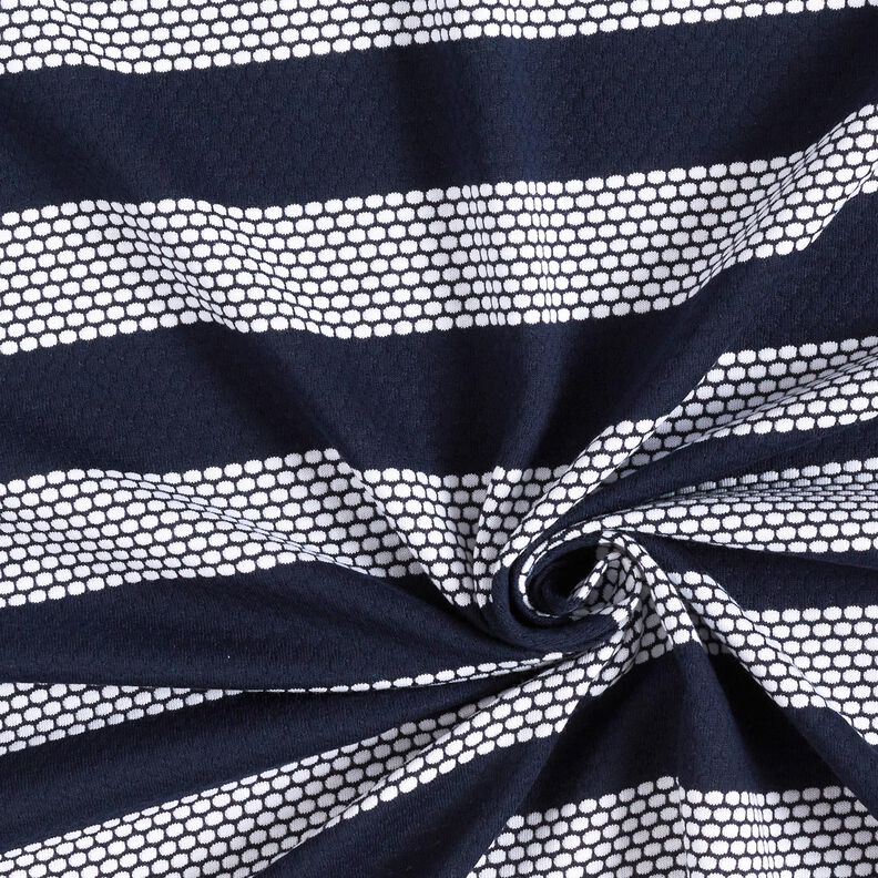 Cotton Jersey dotted stripes – navy blue/white,  image number 3
