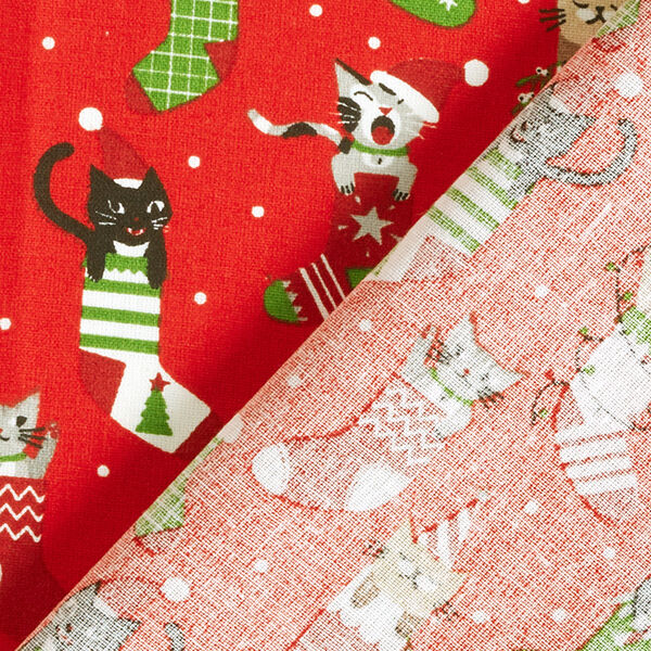 Cotton Cretonne Christmas Cats – red,  image number 4