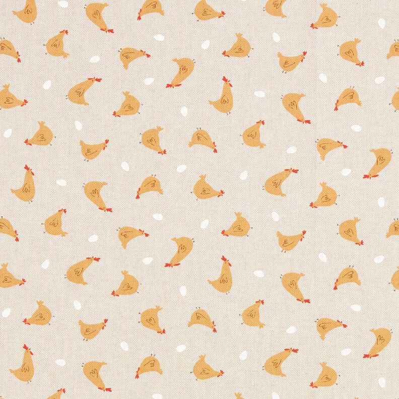 Decor Fabric Half Panama small chickens – natural/curry yellow,  image number 1