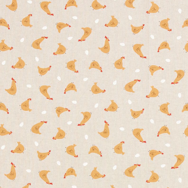 Decor Fabric Half Panama small chickens – natural/curry yellow,  image number 1