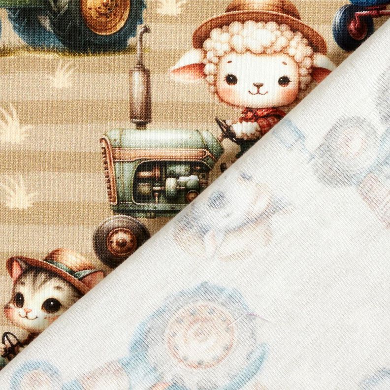 Cotton Jersey Tractor with animals Digital Print – anemone/almond, image number 4