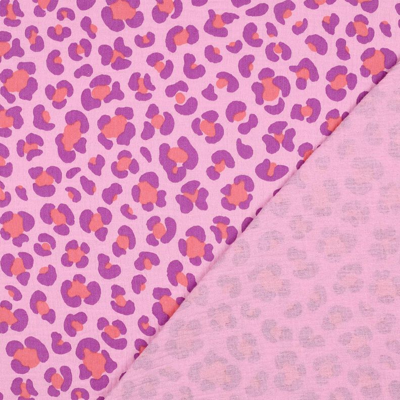 Double Gauze/Muslin colorful leopard print | Poppy Fabrics – pastel violet/red lilac, image number 4
