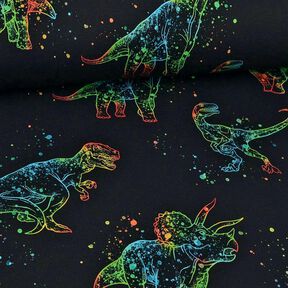 Cotton Jersey Dino outlines | Glitzerpüppi – black/colour mix, 