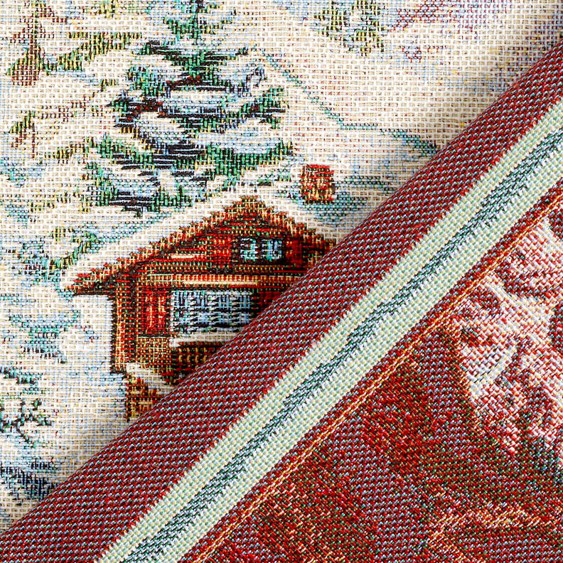 Decorative Panel Tapestry Fabric Snowman – carmine/light beige, image number 4
