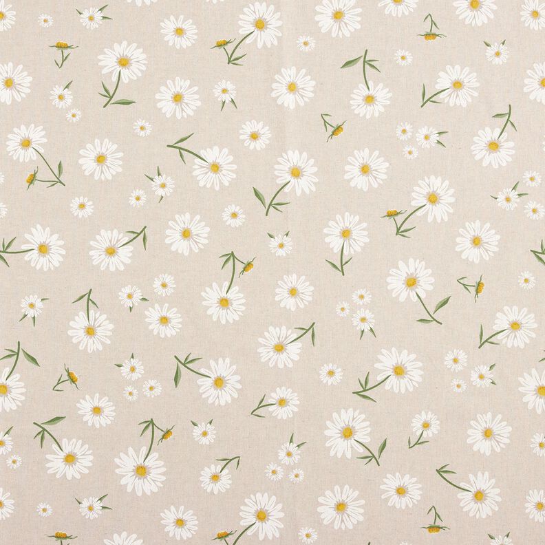 Decor Fabric Half Panama scattered daisies – natural/white,  image number 1