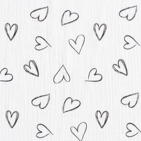 Double Gauze/Muslin Scribble Hearts – ivory, 